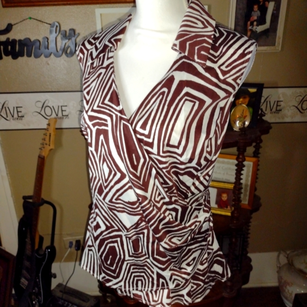 Jones New York 3X Sleeveless Plunge Blouse Top